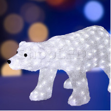 Акриловая светодиодная фигура "Белый медведь", 81х41х45 см, 270 светодиодов белого цвета, IP 44, понижающий трансформатор в комплекте, NEON-NIGHT